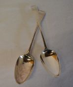 2 silver table spoons, London possibly 1