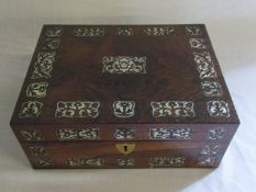 Rosewood sewing box inlaid with mother o