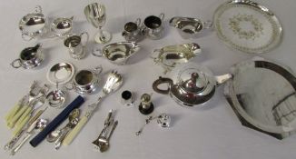 Assorted silver plate including tea set,