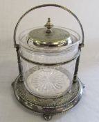 Victorian silver plate and glass biscuit