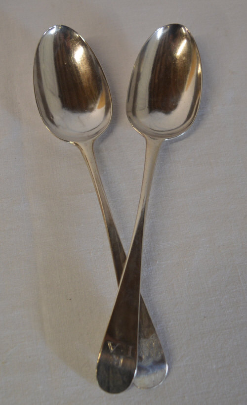 2 silver table spoons, London 1784 & Lon