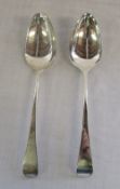 Pair of silver serving spoons London 180