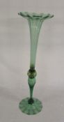 Large green glass fluted specimen vase H