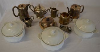 Silver plate including teapots and jugs