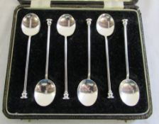 Cased set of silver coffee spoons Birmin