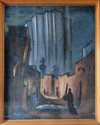 Framed pastel drawing of Kuwait 1963 by