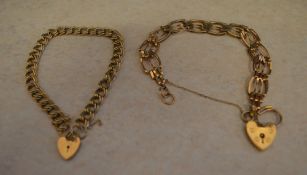 2 9ct gold padlock bracelets, approx wei