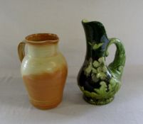 Bretby green ceramic jug H 31 cm and a P