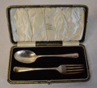 Silver cased spoon and fork, Sheffield 1