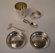 .800 silver christening set and 2 small