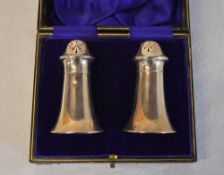 Silver pair of pepper pots, Sheffield 19