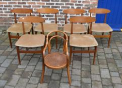 6 retro chairs and a childs bentwood cha