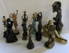 Assorted figurines mainly nudes/art deco