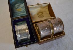 3 silver napkin rings, London 1883 and B