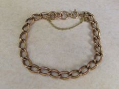 9ct rose gold bracelet with safety chain