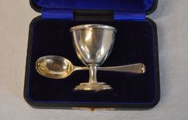 Silver egg cup & spoon set, Birmingham 1