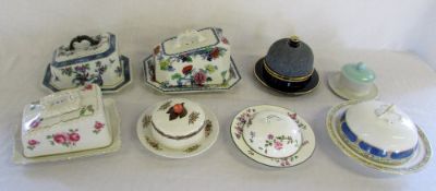 Selection of ceramic butter dishes inc P