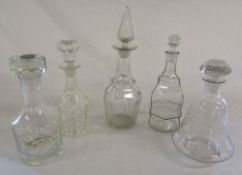 Assorted glass decanters