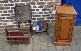 Pine pot cupboard, magazine rack, toilet