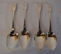 4 silver table spoons, London 1806/1810/