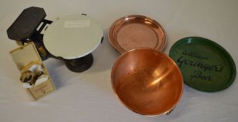 Butter scales and various copper