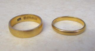 2 22ct gold band rings total weight 7.1