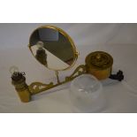 Unusual brass swivel paraffin lamp brack