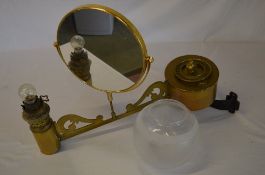 Unusual brass swivel paraffin lamp brack