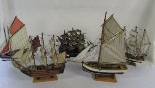 5 models of sailing boats/ships inc HMS