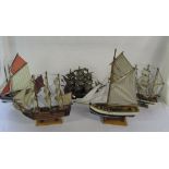 5 models of sailing boats/ships inc HMS