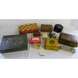 Various tins inc Oxo and Woodbine (with
