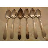 6 silver dessert spoons, (1 Glasgow 1844