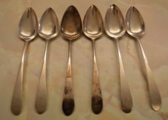 6 silver dessert spoons, (1 Glasgow 1844