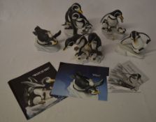 5 Franklin Mint penguin figures, Michell