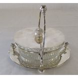 Silver plate and glass butter dish by Wa