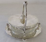 Silver plate and glass butter dish by Wa