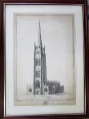 Early engraving of St James' church Lout