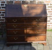 Georgian oak bureau with swan neck handl