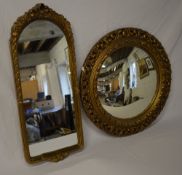 2 gilt framed wall mirrors
