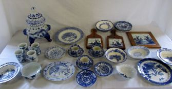 Selection of blue and white ceramics