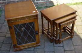 Leaded glass cabinet and nest of tables