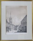 Engraving of Louth Church from Upgate to