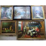 Assorted oil paintings inc a still life,