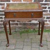 Leather top writing desk on cabriole leg