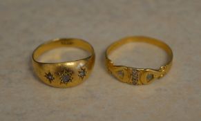2 18ct gold rings, approx weight 7g