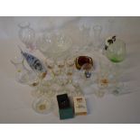 Glassware including a Murano style fish,