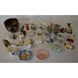 Various ceramics including cat figures,