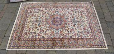 Ivory ground Kashmir rug with a Shahbaz