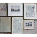 3 maps of Lincolnshire & engravings of B