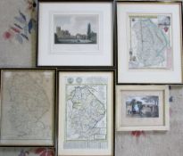 3 maps of Lincolnshire & engravings of B